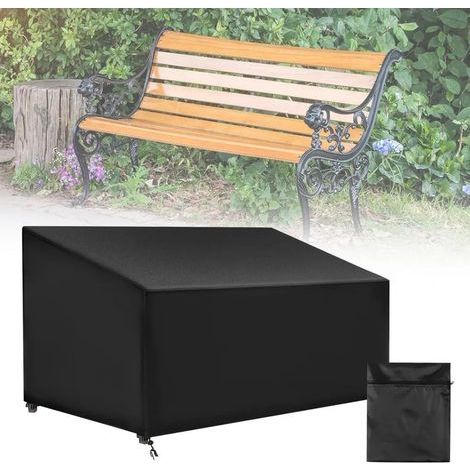 Housse pour banc de jardin trois places, en tissu Oxford 210D imperméable et respirant, dimensions : 164 x 66 x 63/89 cm.