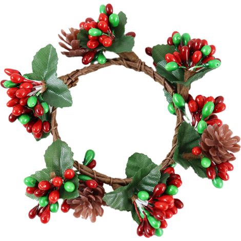 Couronne de Noël en forme de pomme de pin artificielle, idéale pour la décoration de votre salon ou de vos fêtes (diamètre intérieur : 6,5-7 cm).