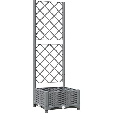Maison Exclusive - Pflanzkübel mit Rankgitter Hellgrau 40x40x121,