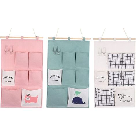 3pcs organisateur suspendu porte organisateur mural sac à ustensiles sac de rangement suspendu, 7 compartiments organisateur mural suspendu