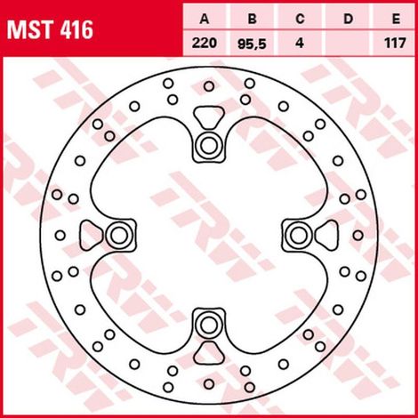 Disco de freno delantero TRW ZF para Yamaha YFM 700 Grizzly '07-, (220 x 95,5 x 4 mm)