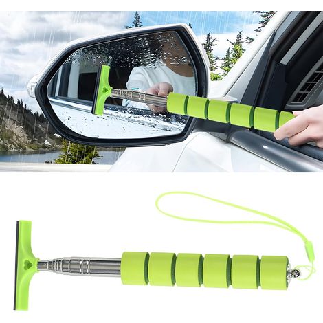 Essuie-Glace de Miroir Rétractable Universel pour Voiture,Rétroviseur et Fenêtre de Douche – Brosse de Nettoyage Portable avec Tête à Couches,pour Auto (Vert) (1/5)
