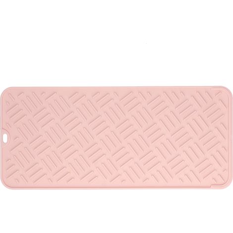 Tapis de protection thermique en silicone étanche et antibrûlure pour plan de travail cuisine (Rose, 45x20 cm) (1/5)