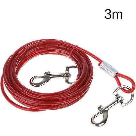 Laisse d'attache résistante pour chien, idéale pour les petits et moyens chiots - 3 mètres - Rouge (1/5)