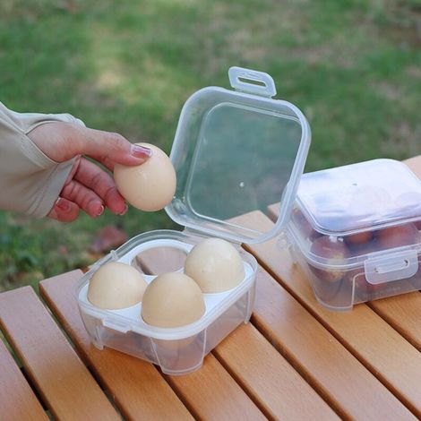 Portauova portatile, antiurto e impermeabile, ideale per frigorifero, campeggio, picnic ed escursioni. Portauova in plastica, 4 scomparti, 2 pezzi. (1/4)