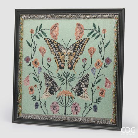 EDG Enzo De Gasperi Quadro Farfalle Quadrato 96 x 96 Cm Multicolor – Decorazione Parete Design Moderno Casa