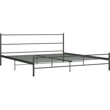 Bed Frame Grey Metal Super King Tough Bed Frame Rectangular vidaXL