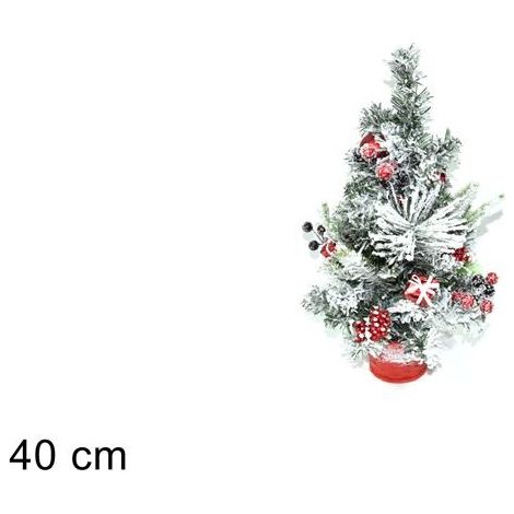 Albero Pianta Innevata Decorativa Natale Natalizio con Pacchi Regalo 40 cm (1/2)