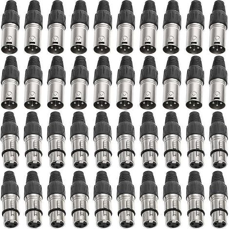 40 connecteurs XLR 3 broches pour microphone, 20 mâles et 20 femelles, pour l'enregistrement et le mixage DIY. (1/5)