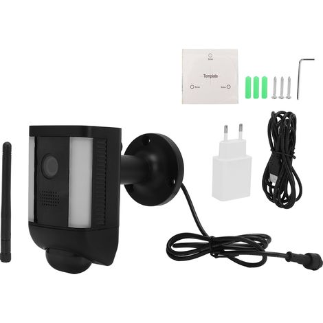 Projecteur caméra 300 lumens, vision nocturne couleur, audio bidirectionnel, détection PIR 180°, IP65 étanche, prise EU. (1/5)