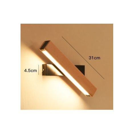 Applique Murale LED, 6W luminaire mural interieur en bois 360° Rotatif, Blanc froid Lampe de Mur pour Chambre, Salon, Bureau, Couloir,Dia 31CM [Classe énergétique E]（le noir） (1/5)