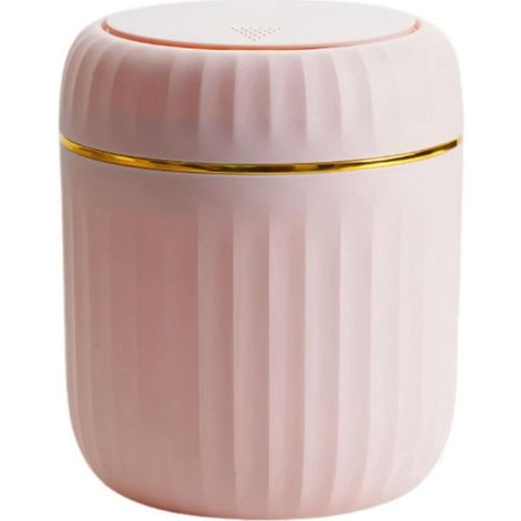 Poubelle de bureau avec couvercle à pression, mini poubelle de bureau, petite poubelle de table en plastique pour salle de bain, bureau(rose)
