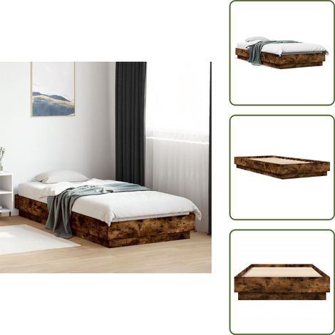 Cadre de lit sans matelas chêne fumé 100x200 cm bois ingénierie - Cadre De Lit - Lit Double - Lit Simple - Bois D'ingénierie - Lattes Robustes (1/5)