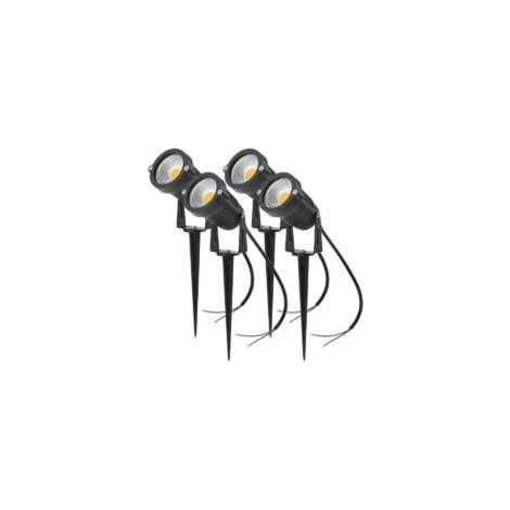 Set mit 4 verstellbaren 5-W-COB-LED-Strahlern, 220 V, mit Erdspieß, für Außenbeleuchtung, Garten, Terrasse (weiß) - Crezuo (1/4)