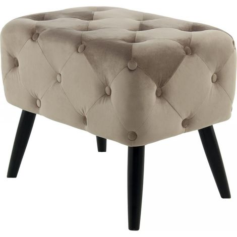 Tabouret semi artisanal ZAHE 40x60 taupe et noir (1/3)