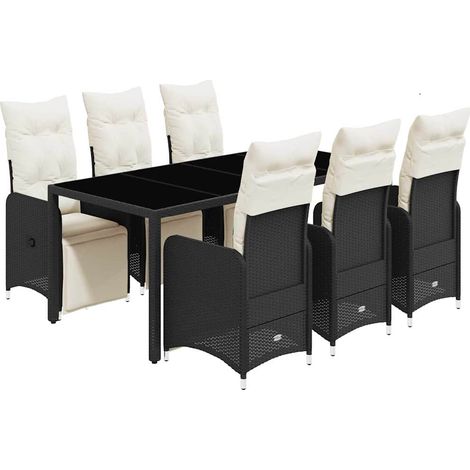 Maison Exclusive - 7-tlg. Garten-Bistro-Set mit Kissen Schwarz Po (1/5)