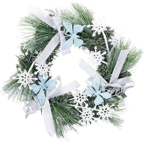 Kranz MagicHome Weihnachten, natur, mit Schleifen und Schmetterlingen, 35 cm (1/2)