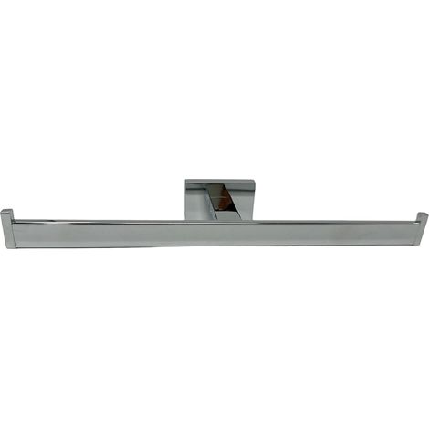 Porta rotolo doppio moderno da muro in acciaio lucido 31 cm fissaggio con viti accessori arredo bagno (1/3)