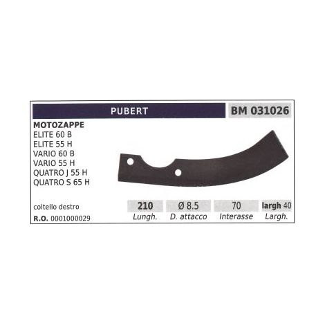 Lame de coupe droite pour motoculteur ELITE 60B PUBERT