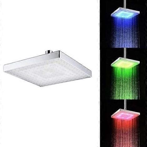 Pommeau de douche rond à LED, diamètre 20 cm x 20 cm, effet pluie. Installation facile.