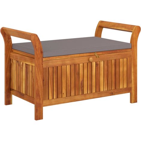 Banc de rangement de jardin avec coussin 91cm Bois d'acacia (1/5)