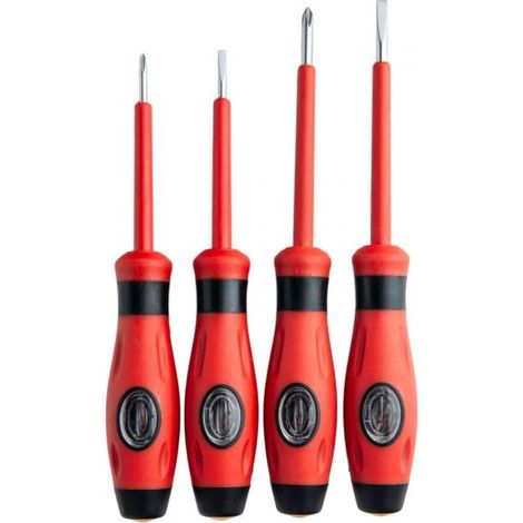 Set 4 Cacciaviti isolati per Elettricista Taglio e Croce con Punta Magnetica (1/5)