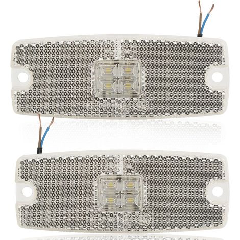 2x Latérales Feux de Gabarit LED 10-30V Feux de Position Avant Blancs de Remorque avec Réflecteur Feux Arrière Lampes pour Camion Voiture (1/5)