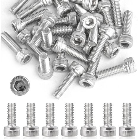30 Pièces Set de Vis M6 x 20mm, Boulons Vis à Tête Cylindrique à Six Pans Creux, Visser Boulons à Tête Cylindrique à Tête Ronde en Acier Inoxydable DIN 912 A2 V2A (1/5)