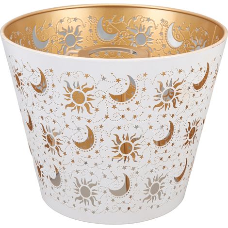 Abat-jour fer soleil lune étoiles motifs ajourés gravure laser 13x19x15cm pour ampoule E27 E26 déco chambre salon (1/5)