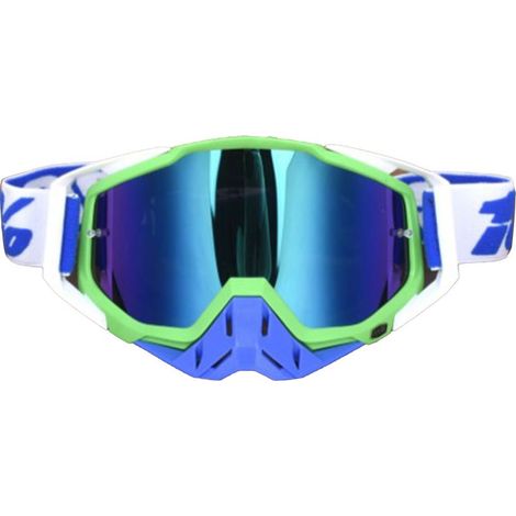 Lunettes de moto anti-vent, lunettes de sport cyclisme ski anti-UV, monture verte, plaquette nasale bleue, pour vélo tout-terrain extérieur. (1/5)