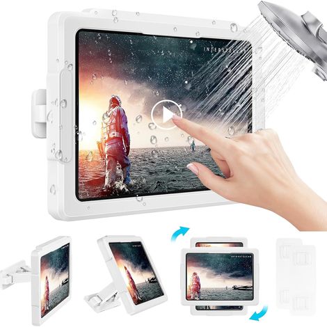 Dusch-Tablet-Halterung, wasserdichte Handyhalterung, 360°-Drehung, Antibeschlag, hochsensible HD-Kamera, Wandmontage, geeignet für alle Geräte bis zu 11 Zoll