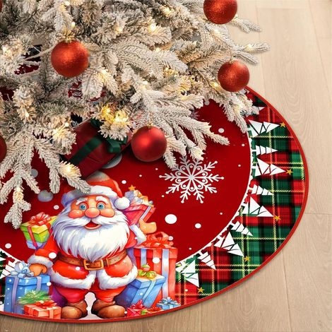 Jupe sapin Noël 90 cm, tapis rond cache-pied décoratif pour célébrations de fin d’année (1/4)