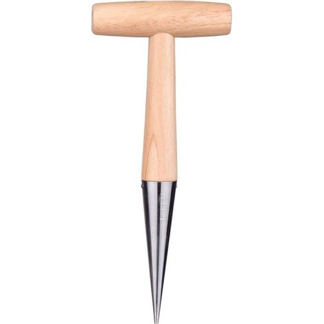 Bulbeuse à tige en acier 27cm, plantoir manuel à manche en bois massif pour jardinage adulte (1/5)