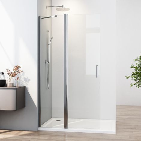 Walk in Duschwand, 90x185 cm drehtür Dusche Glasabtrennung Duschkabine Duschtrennwand 6mm ESG-Sicherheitsglas Nano Beschichtung (1/5)