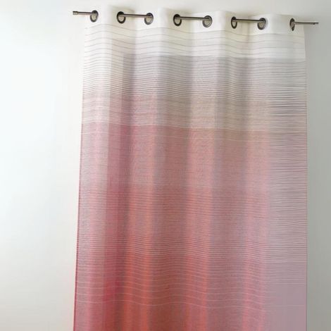 Voilage fantaisie à rayures horizontales dégradées Bordeaux 140x240 cm