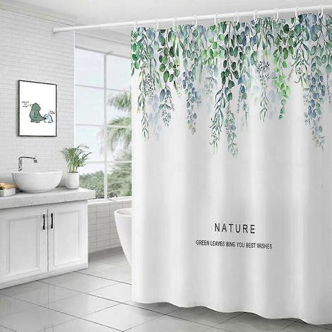 Filiyano-Rideau de douche mignon, imperméable, lavable en machine, séchage rapide, 180 x 180 cm, motif feuilles vertes, compatible avec baignoire ou (1/3)
