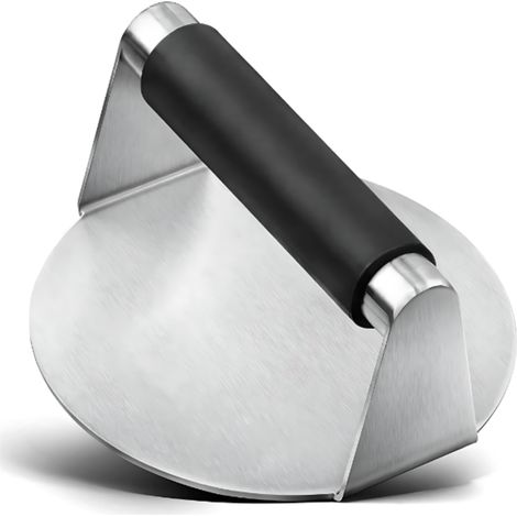 Prensa para hamburguesas de acero inoxidable, mango resistente al calor, superficie antiadherente para aplastar, 14,7 cm (1/5)
