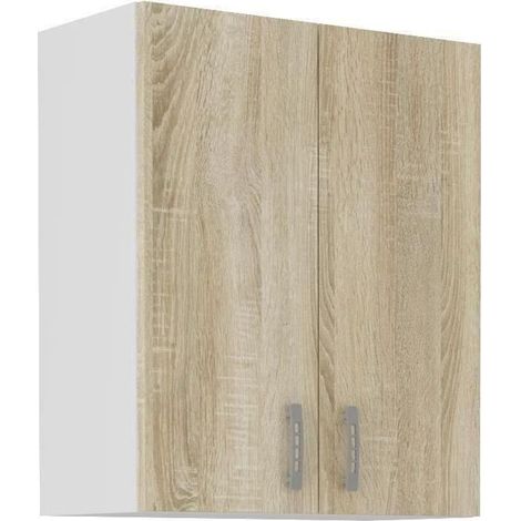 Meuble haut SARA - 2 portes - Décor chêne sonoma - L60xP31xH71,5 cm (1/5)