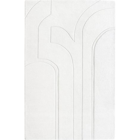 Tapis rectangulaire en laine blanc cassé 300x200cm (1/5)
