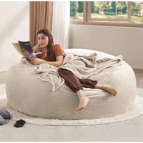 Poltrona pouf 6FT per adulto, divano lounge in schiuma, beige chiaro, OKWISH (1/5)