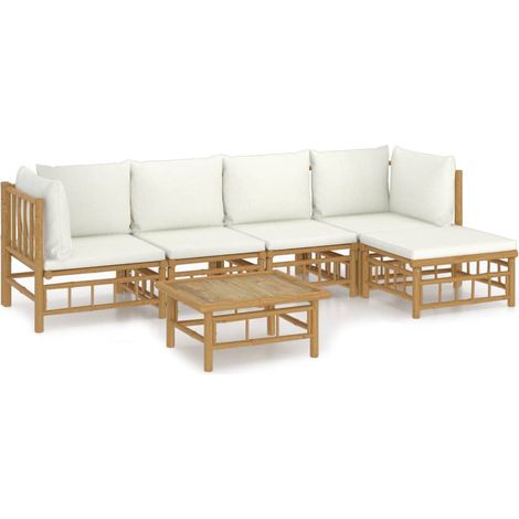 Maison Exclusive - Set Salotto da Giardino 6pz con Cuscini Bianco Crema in Bambù