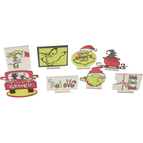 Ensemble de 8 décorations de style campagnard pour plateaux à étages, panneaux décoratifs en forme de dessin animé de peuplier pour la maison et les fêtes. (1/5)
