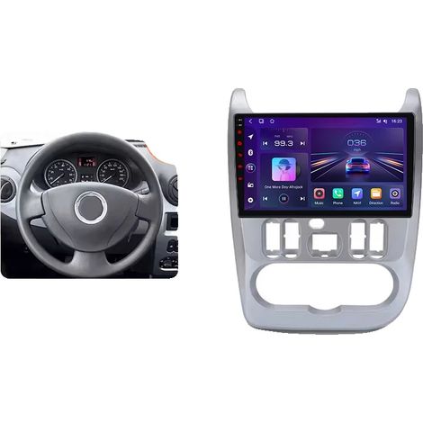 Radio para coche, pantalla táctil, reproductor de audio, compatible con Dacia / Renault Logan 1 y Sandero 1 y Duster 1 2004-2015, navegación GPS Android con ventilador de refrigeración incorporado, V1 (1/2)