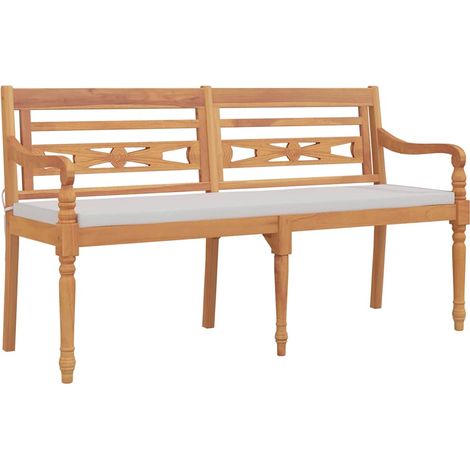 Panchina Batavia con Cuscino 150 cm in Legno Massello di Teak vidaXL
