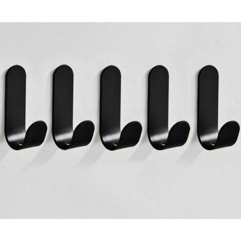 5 Pièces Crochet Adhesif Mural, Accroche Torchon Cuisine, Porte Serviette Salle de Bain, Crochet Adhesif Sans Trace, Fixation Murale Sans Percer, Attache Murale, Crochets Adhesifs, Noir (1/4)