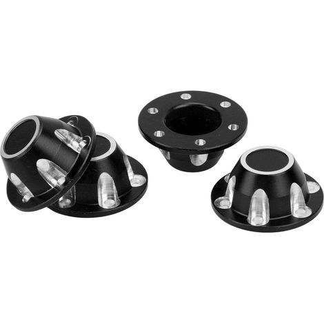 4 Radnaben-Staubkappen aus Aluminiumlegierung für AXIAL 1/6 SCX6 JLU ferngesteuerte Autos, schwarz (1/5)