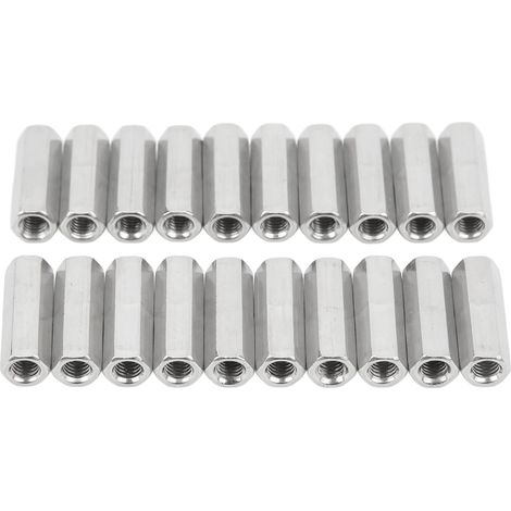 20 écrous de raccordement hexagonaux M5x0,8 L25mm, connecteurs de tige filetée en acier inoxydable résistant à la rouille et à la corrosion