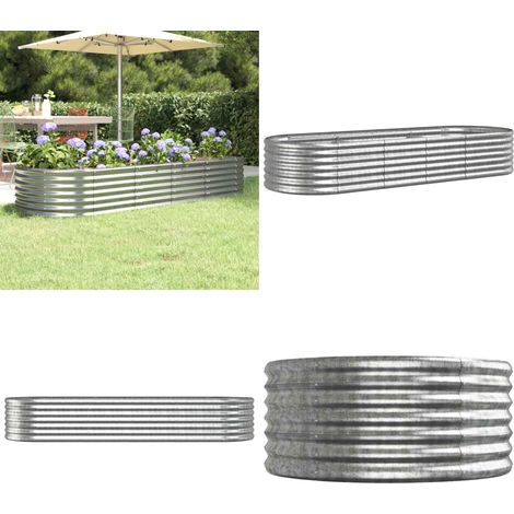 Lit surélevé de jardin Acier enduit de poudre Argenté - Jardiniere Surélevée - Bac À Fleurs - Pot De Fleurs Extérieur - Décoration Jardin - Plante Extérieure - Home & Living (1/5)