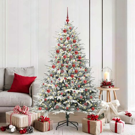 Künstlicher vorbeleuchteter Weihnachtsbaum mit Kugelset Grün