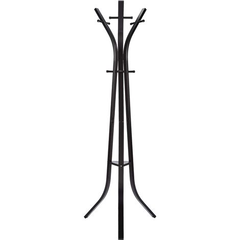 Portemanteau et porte-chapeau sur pied en métal et bois - noir (1/5)